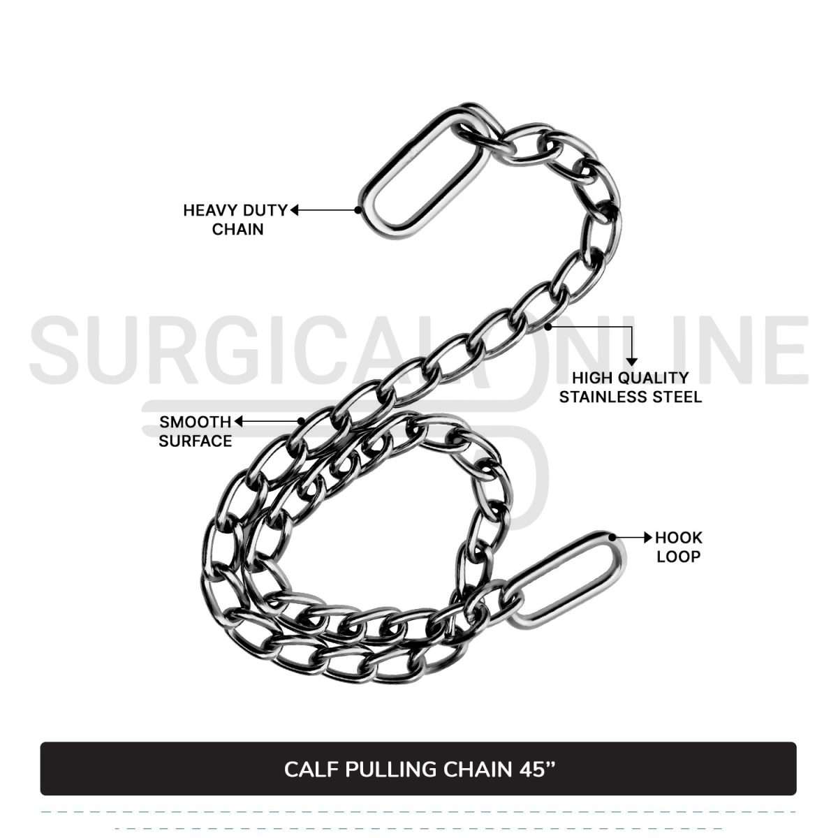 Calf Puller Chain 45" Stainless Steel Cattle Birth Delivery Surgical Veterinary Instruments