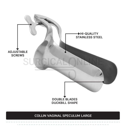Collin Vaginal Speculum, Large Size 1 5/8" (4.1 cm) X 4 1/2" (11.4 cm)