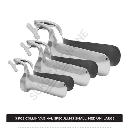 Set of 3 Pcs Collin Vaginal Speculum, Small, Medium, & Large OB/GYN