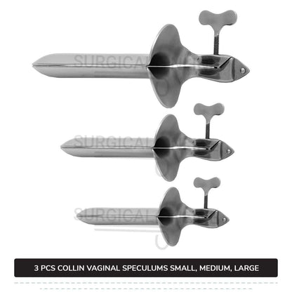 Set of 3 Pcs Collin Vaginal Speculum, Small, Medium, & Large OB/GYN