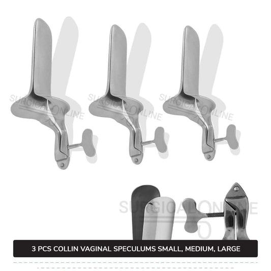 Set of 3 Pcs Collin Vaginal Speculum, Small, Medium, & Large OB/GYN