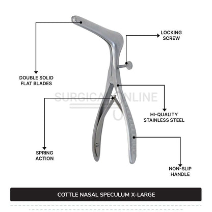 Cottle Septum Speculum X-Large 6″ (15.2 cm), With Set Screw, Narrow 90mm Long Blades