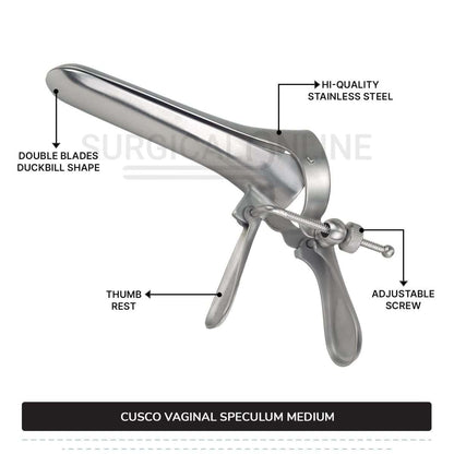 Cusco Vaginal Speculum Medium, With Side Screw, 1 3/8" (3.5 cm) X 4" (10.2 cm)