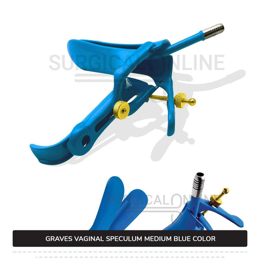 Grave Vaginal Speculum Medium LLETZ LEEP Blue Teflon Cover