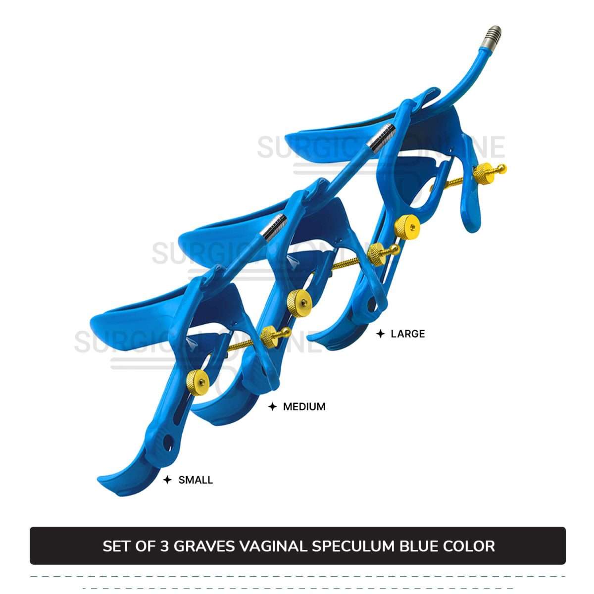 Set of 3 Pcs Grave Vaginal Speculum LLETZ LEEP Blue Teflon Cover