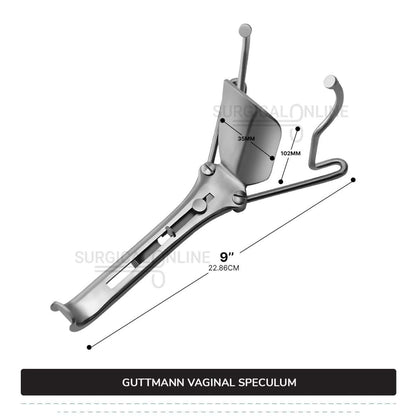 Guttmann Vaginal Speculum 9" (22.9 cm) Long, 4" (10.2 cm) x 1 3/8" (3.5 cm) Solid Center Blade