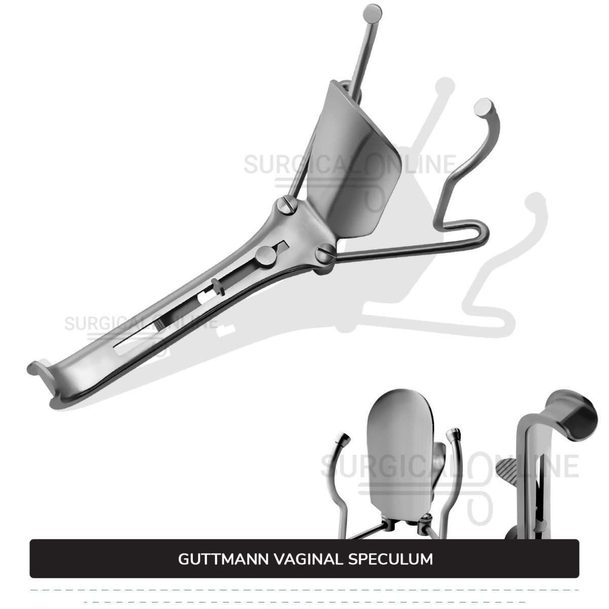 Guttmann Vaginal Speculum 9" (22.9 cm) Long, 4" (10.2 cm) x 1 3/8" (3.5 cm) Solid Center Blade