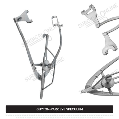 Guyton-Park Eye Speculum 3 1/2" (8.9 cm), Fenestrated Blades 14 mm wide, with Suture Posts Ophthalmic Instruments