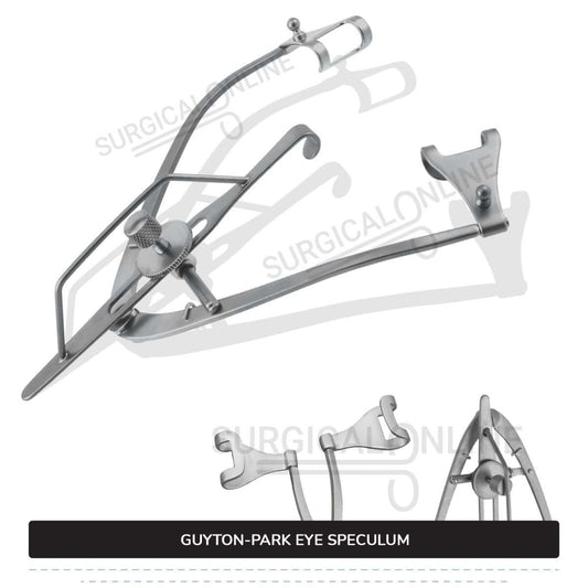 Guyton-Park Eye Speculum 3 1/2" (8.9 cm), Fenestrated Blades 14 mm wide, with Suture Posts Ophthalmic Instruments
