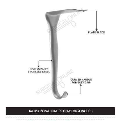 Jackson Vaginal Retractor Large 1 1/2″ (3.8 cm) X 4″ (10.2 cm) Flat Blade with 7″ (17.8cm) Curved Handle