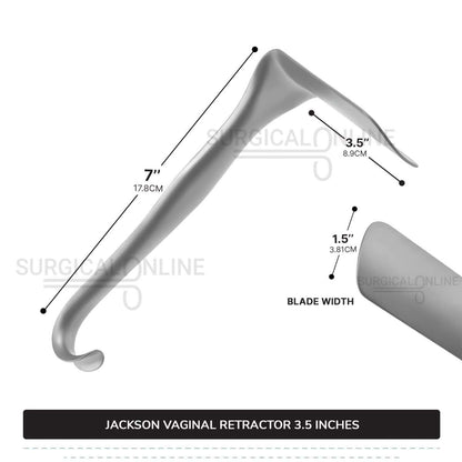 Jackson Vaginal Retractor Medium 1 1/2″ (3.8 cm) X 3 1/2″ (8.9 cm) Flat Blade with 7″ (17.8cm) Curved Handle