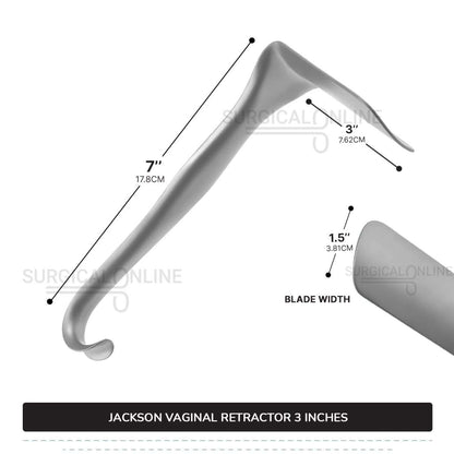 Jackson Vaginal Retractor Small 1 1/2" (3.8 cm) X 3" (7.6 cm) Flat Blade with 7" (17.8cm) Curved Handle