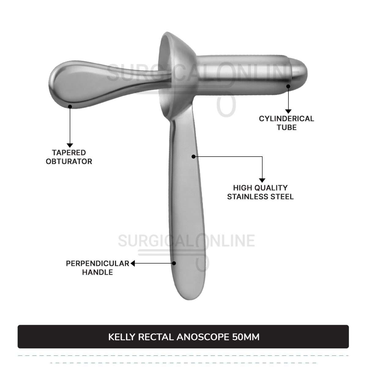 Kelly Rectal Anoscope, 2" (5.0 cm) Long X 7/8" (2.2 cm), Outer Diameter With Obturator Anal Speculum