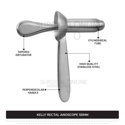 Kelly Rectal Anoscope, 2" (5.0 cm) Long X 7/8" (2.2 cm), Outer Diameter With Obturator Anal Speculum