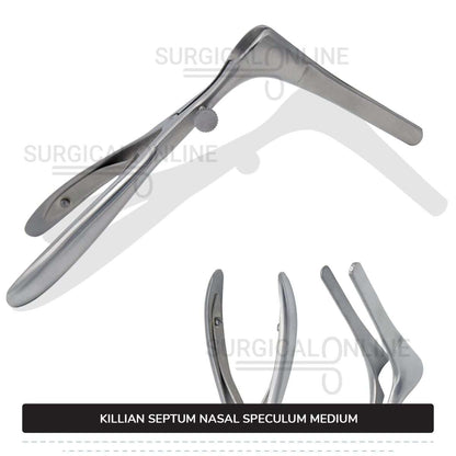 Killian Nasal Speculum Medium 6" (15.2 cm), With Set Screw, 2.50" (6.4 cm) Long Blades