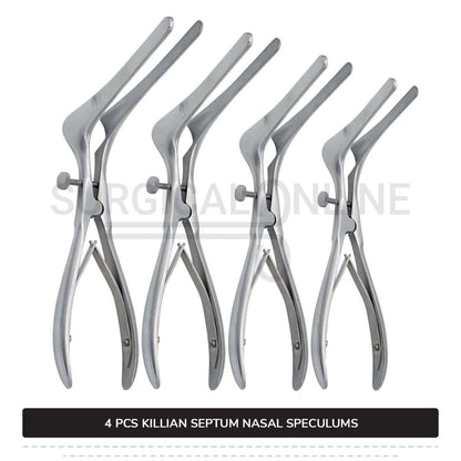 4 Pcs Killian Nasal Speculum Set Small, Medium, Large, & X-Large Rhinology
