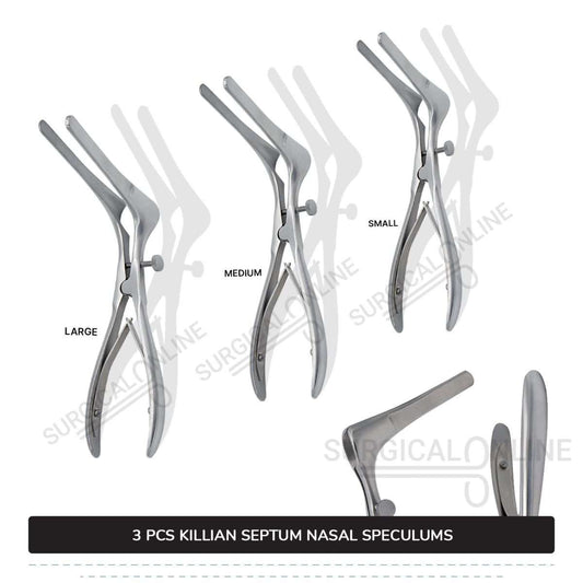 3 Pcs Killian Nasal Speculum Set Small, Medium, & Large Rhinology