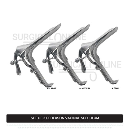 Set of 3 Pcs Pederson Vaginal Speculum Small, Medium, & Large OB/Gyne Surgical