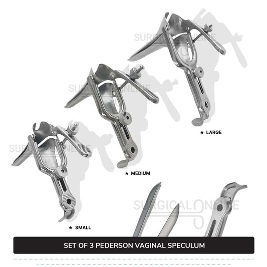 Set of 3 Pcs Pederson Vaginal Speculum Small, Medium, & Large OB/Gyne Surgical
