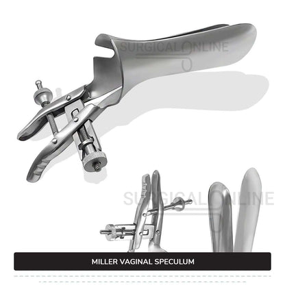 Miller Vaginal Speculum 4" (10 cm) X 1 1/5" (3 cm) Blades, 3.5" (8.9 cm) Handle With Two Adjustable Set Screws