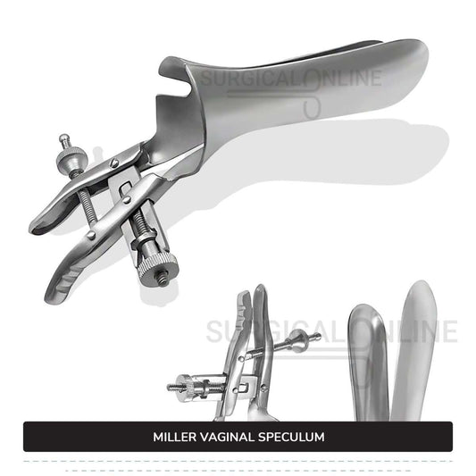 Miller Vaginal Speculum 4" (10 cm) X 1 1/5" (3 cm) Blades, 3.5" (8.9 cm) Handle With Two Adjustable Set Screws