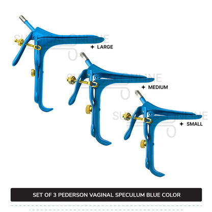 Set of 3 Pcs Pederson Vaginal Speculum LLETZ LEEP Blue Teflon Cover