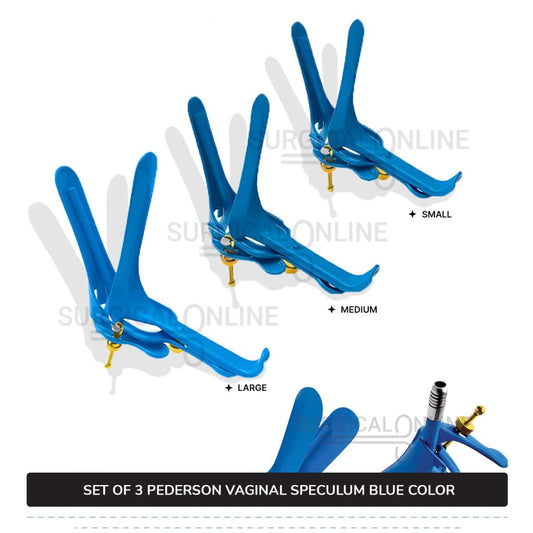 Set of 3 Pcs Pederson Vaginal Speculum LLETZ LEEP Blue Teflon Cover