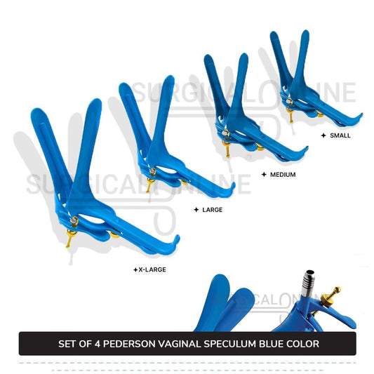 Set of 4 Pcs Pederson Vaginal Speculum LLETZ LEEP Blue Teflon Cover