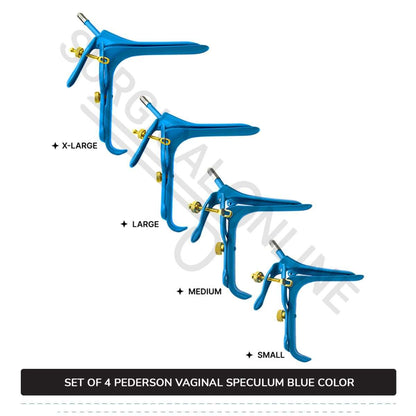 Set of 4 Pcs Pederson Vaginal Speculum LLETZ LEEP Blue Teflon Cover