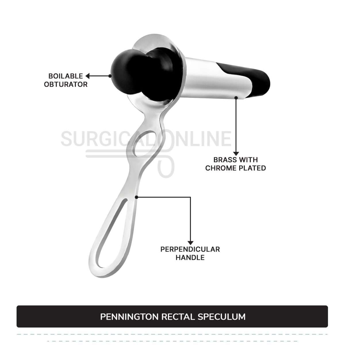 Pennington Rectal Speculum 3 3/8" (8.6 cm) Long x 1" (2.5 cm) O.D. With Boilable Obturator