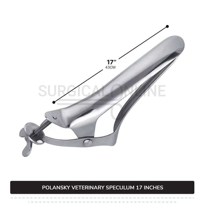 Polansky Vaginal Speculum 17" (43cm) 3 Blades With Butterfly Screw For Large Animals