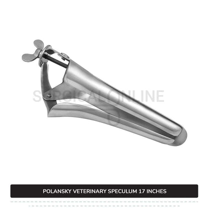 Polansky Vaginal Speculum 17" (43cm) 3 Blades With Butterfly Screw For Large Animals