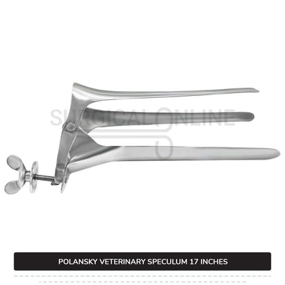 Polansky Vaginal Speculum 17" (43cm) 3 Blades With Butterfly Screw For Large Animals