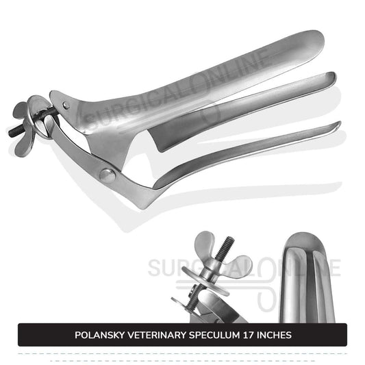 Polansky Vaginal Speculum 17" (43cm) 3 Blades With Butterfly Screw For Large Animals