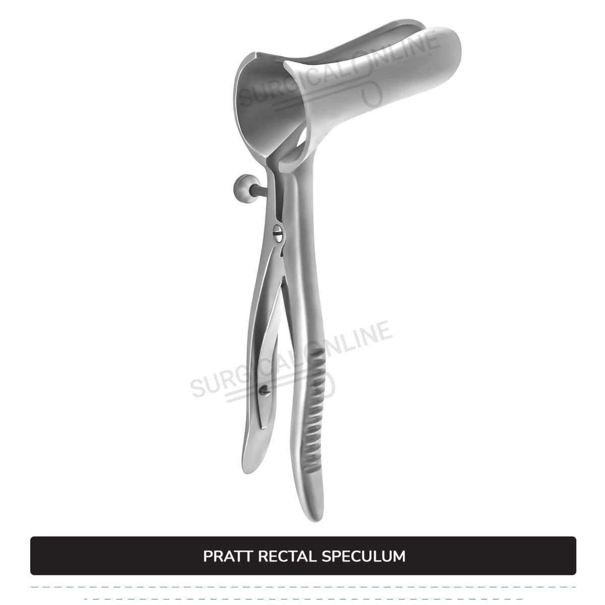 Pratt Rectal Speculum, 8 1/2" (21.6 cm) Long, With Set Screw, Blades 3 1/2" (8.9 cm) Long X 1" (2.5 cm) Wide