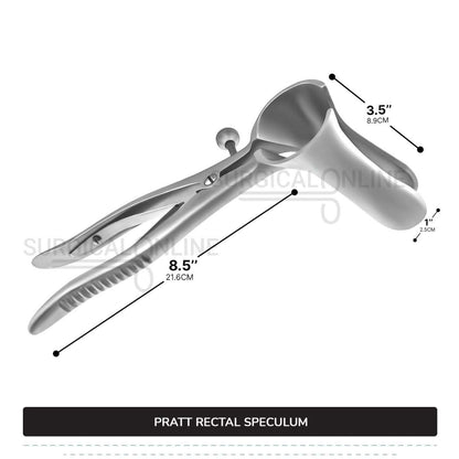 Pratt Rectal Speculum, 8 1/2" (21.6 cm) Long, With Set Screw, Blades 3 1/2" (8.9 cm) Long X 1" (2.5 cm) Wide