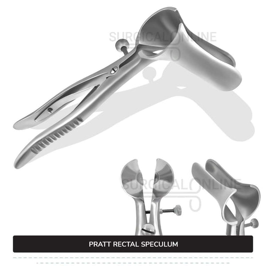 Pratt Rectal Speculum, 8 1/2" (21.6 cm) Long, With Set Screw, Blades 3 1/2" (8.9 cm) Long X 1" (2.5 cm) Wide