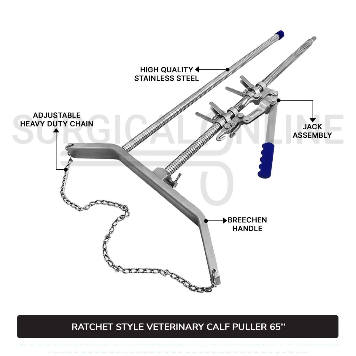 Ratchet Style Calf Puller 65″ Heavy Duty Calving Extractor Stainless Steel Surgical Veterinary Instruments