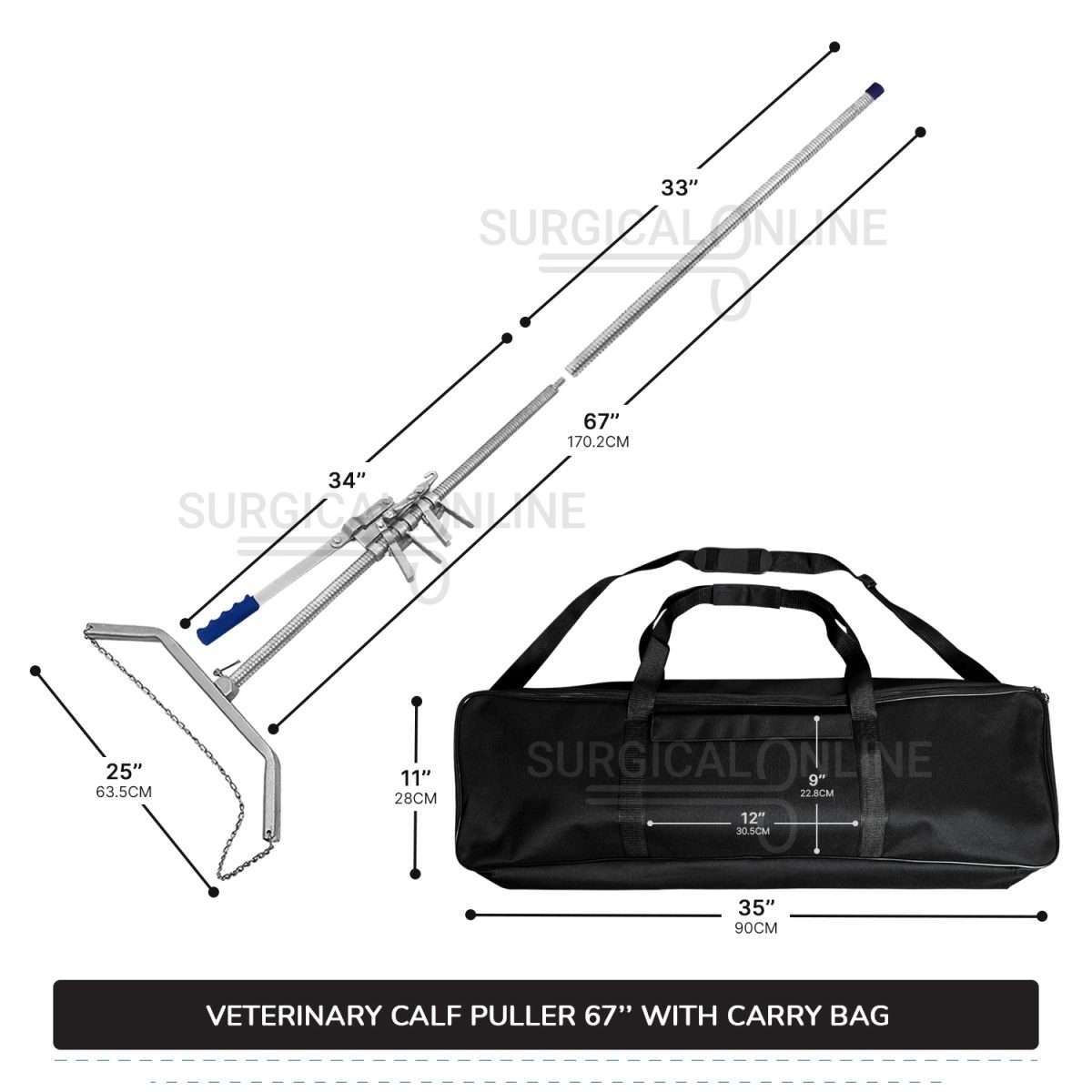 Ratchet Style Calf Puller 67″ With Bag Heavy Duty Calving Extractor Stainless Steel Surgical Veterinary Instruments