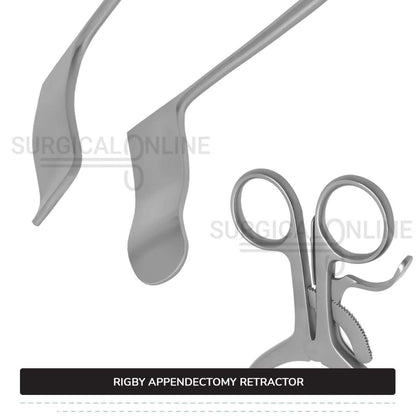 Rigby Appendectomy Retractor 7" (17.8 cm) Long, 7/9" (2 cm) x 2 3/4" (7cm) Blades With Grip Lock Handle