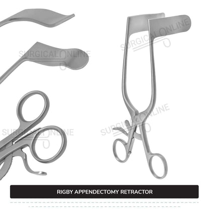 Rigby Appendectomy Retractor 7" (17.8 cm) Long, 7/9" (2 cm) x 2 3/4" (7cm) Blades With Grip Lock Handle