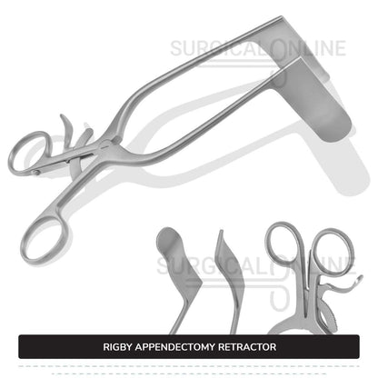 Rigby Appendectomy Retractor 7" (17.8 cm) Long, 7/9" (2 cm) x 2 3/4" (7cm) Blades With Grip Lock Handle