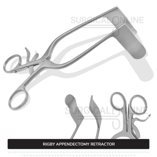 Rigby Appendectomy Retractor 7" (17.8 cm) Long, 7/9" (2 cm) x 2 3/4" (7cm) Blades With Grip Lock Handle