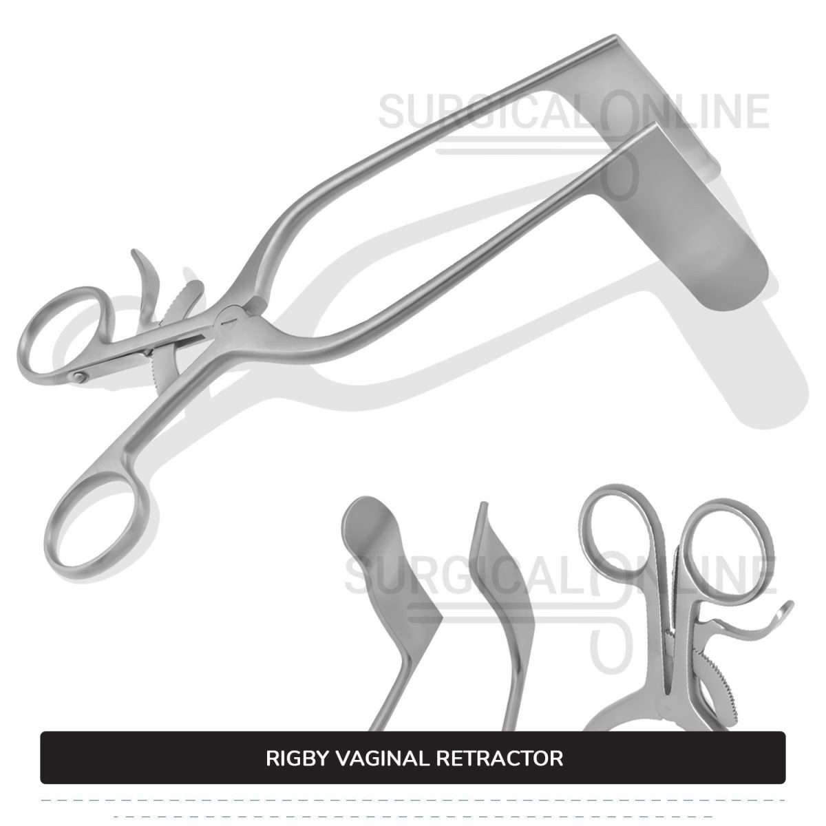 Rigby Vaginal Retractor 7" (17.8 cm) Long, 7/9" (2 cm) x 2 3/4" (7cm) Blades With Grip Lock Handle