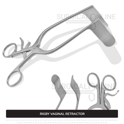 Rigby Vaginal Retractor 7" (17.8 cm) Long, 7/9" (2 cm) x 2 3/4" (7cm) Blades With Grip Lock Handle