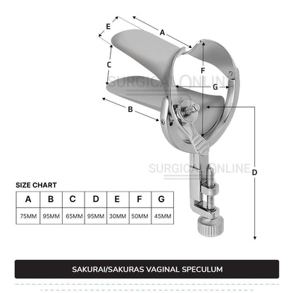 Sakurai Vaginal Speculum Medium with 2 Opposite Sides Screws Surgical OB/GYN Instruments