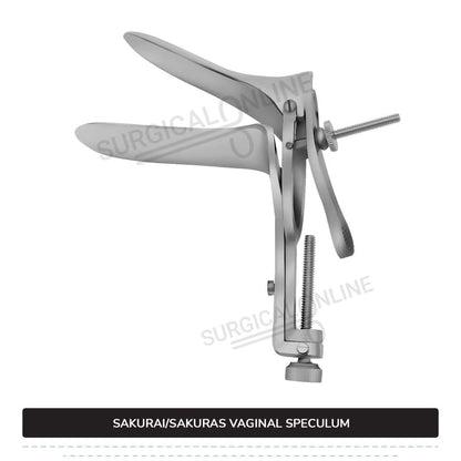 Sakurai Vaginal Speculum Medium with 2 Opposite Sides Screws Surgical OB/GYN Instruments