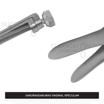 Sakurai Vaginal Speculum Medium with 2 Opposite Sides Screws Surgical OB/GYN Instruments
