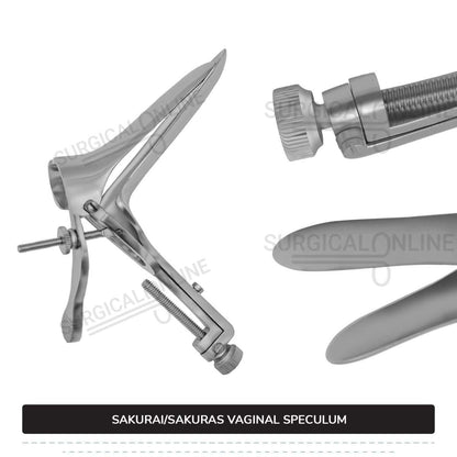 Sakurai Vaginal Speculum Medium with 2 Opposite Sides Screws Surgical OB/GYN Instruments
