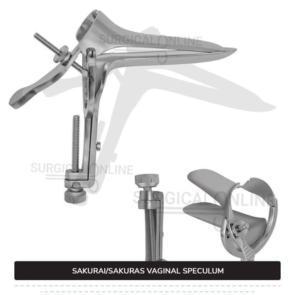 Sakurai Vaginal Speculum Medium with 2 Opposite Sides Screws Surgical OB/GYN Instruments